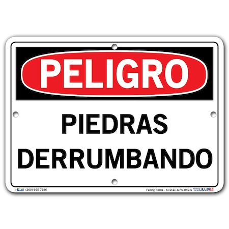 Vestil Polystyrene Sign, 7-1/2" Height, 10-1/2" Width, Polystyrene, Rectangle, Spanish SI-D-21-A-PS-040-S